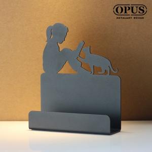 OPUS東齊金工 歐式鐵藝 閱讀女孩名片座 高級名片架 會展用品 金屬商務名片盒 CA-gr14