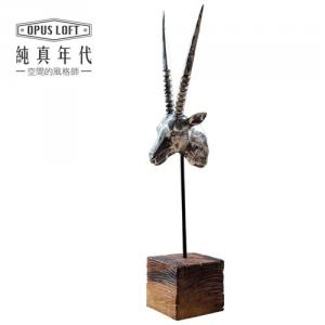 仿舊工業風 羚羊頭擺飾收藏品 餐廳民宿酒吧 動物獸首模型雕塑雕像 CF1111167-B28 OPUS純真年代