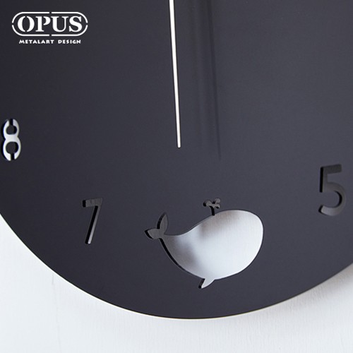 OPUS東齊金工 歐式鐵藝時鐘-藍鯨圓舞曲 經典黑 裝飾藝術掛鐘 雷射雕刻 CL-Nw12(B)