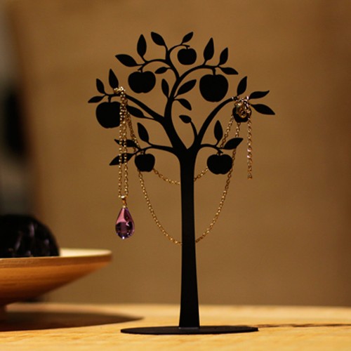 OPUS 歐式鐵藝 蘋果樹飾品架 (經典黑) 金屬首飾座 戒指項鍊架 桌面收納 造型擺飾 PI-ap02B