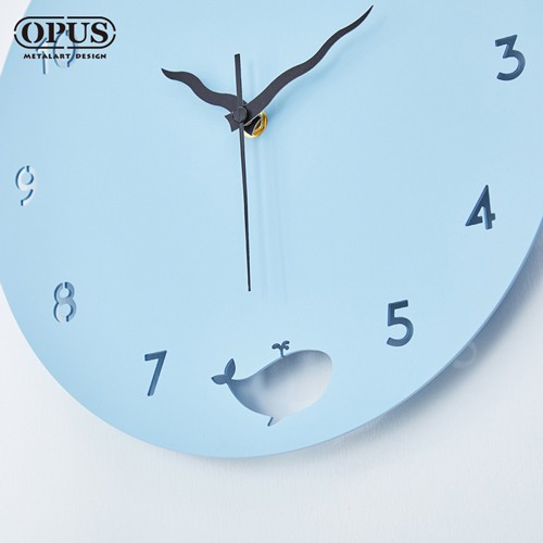 OPUS東齊金工 歐式鐵藝時鐘-藍鯨圓舞曲 天藍 裝飾藝術掛鐘 雷射雕刻 CL-Nw12(SB)