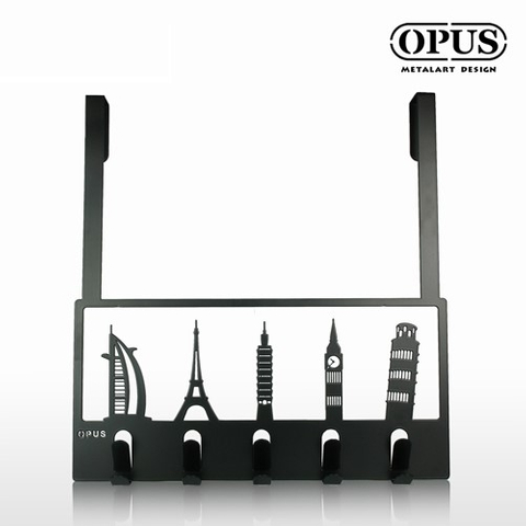 歐式鐵藝 門後掛勾/掛鉤/無痕掛衣架(經典建築_黑) OPUS 東齊金工