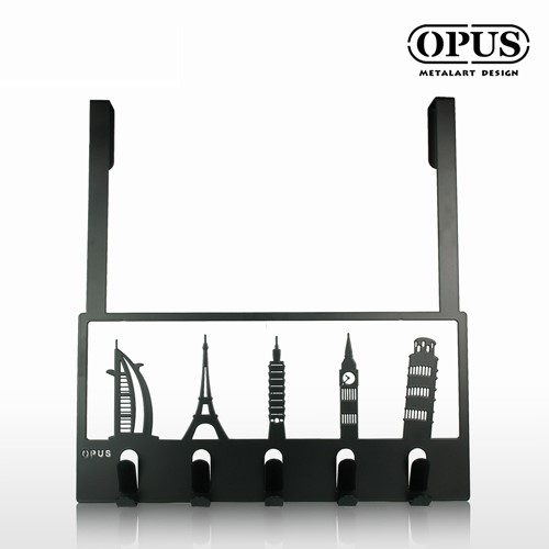 歐式鐵藝 門後掛勾/掛鉤/無痕掛衣架(經典建築_黑) OPUS 東齊金工