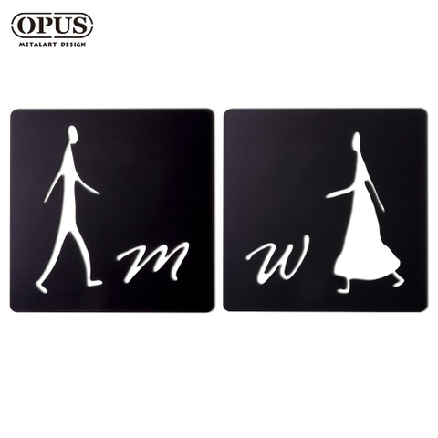 歐式鐵藝-廁所標示牌-男女生型套組《邂逅_鏤空黑》 戶外WC 洗手間指示牌【OPUS東齊金工】SB-mw-S(B)