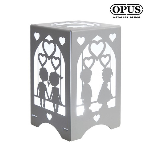 文創USB小夜燈《兩小無猜-優雅白》七彩LED/單色燭光燈飾 情境桌燈床頭燈情人節禮物【OPUS東齊金工】NI-lo02W