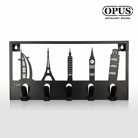 OPUS 歐式鐵藝 經典建築壁飾掛勾 牆面裝飾掛鉤 創意掛衣架 壁飾收納架 經典黑 HO-bi06B