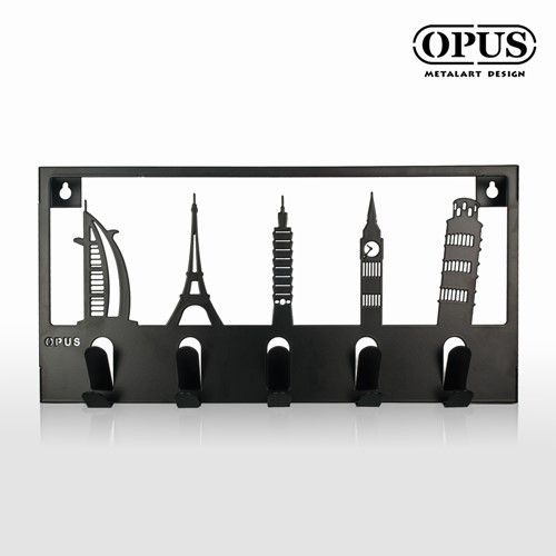 OPUS 歐式鐵藝 經典建築壁飾掛勾 牆面裝飾掛鉤 創意掛衣架 壁飾收納架 經典黑 HO-bi06B