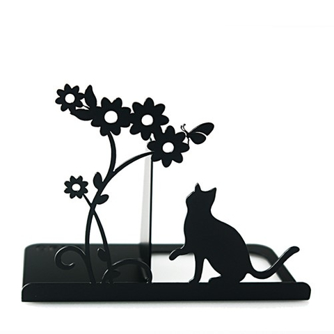 OPUS 歐式鐵藝書擋 貓咪書架 金屬立書夾 書本收納架 桌上型 文件架 NE-ca02