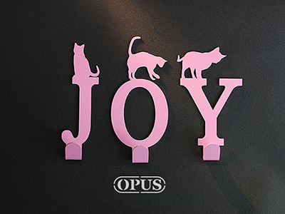 OPUS 東齊金工 JOY 歐式鐵藝 壁飾掛勾 貓咪造型掛勾 字母掛勾 粉紅掛勾