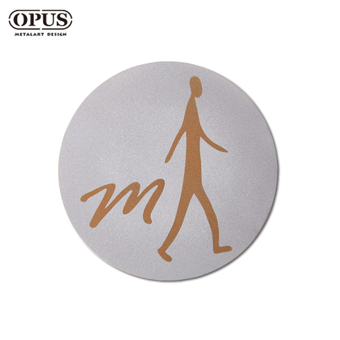 歐式鐵藝-廁所標示牌-男生圓款《邂逅_不鏽鋼》 戶外WC 洗手間指示牌【OPUS東齊金工】SB-Me06-C(S)