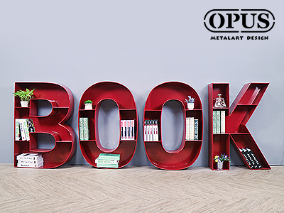 OPUS 英文壁飾落地書架 BOOK書櫃 書店 圖書館 民宿 旅店 大型藝術品 鐵藝術作品