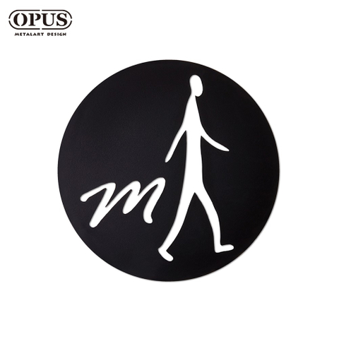 歐式鐵藝-廁所標示牌-男生圓款《邂逅_鏤空黑》 戶外WC 洗手間指示牌【OPUS東齊金工】SB-me06-C(B)