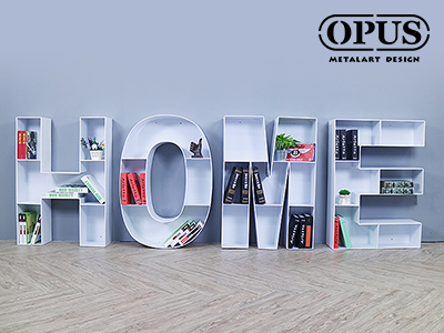 OPUS 英文壁飾落地書架 HOME書櫃 書店 咖啡店 家居布置 收納 裝飾 臥房 臥室 客廳 金屬藝術