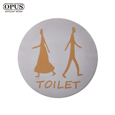 歐式鐵藝-廁所標示牌-圓形款TOILET《邂逅_不鏽鋼》 戶外WC 洗手間指示牌【OPUS東齊金工】SB-to02(S)
