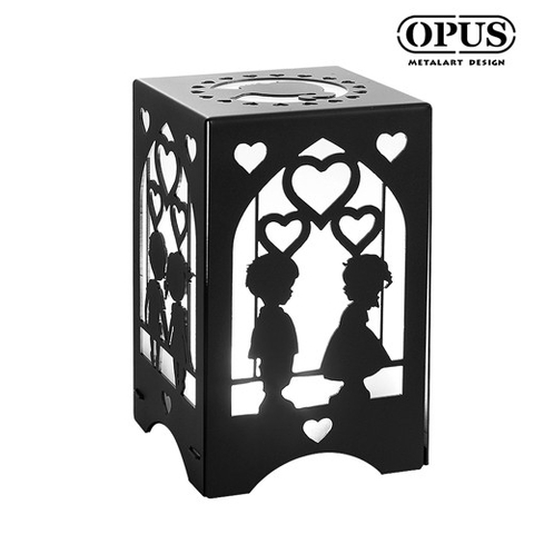 文創USB小夜燈《兩小無猜-經典黑》七彩LED/單色燭光燈飾 情境桌燈床頭燈情人節禮物【OPUS東齊金工】NI-me04B