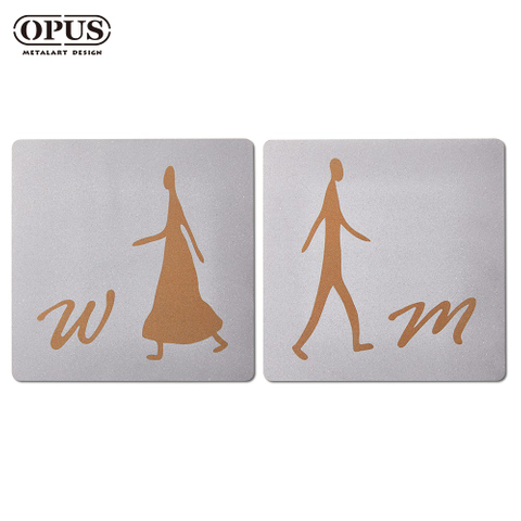 歐式鐵藝-廁所標示牌-男女方形套組《邂逅_不鏽鋼》 戶外WC 洗手間指示牌【OPUS東齊金工】SB-mw-S(S)