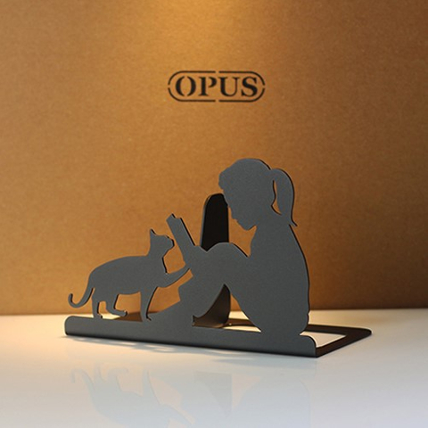 OPUS 歐式鐵藝書擋 閱讀女孩書架 金屬立書夾 書本收納架 桌上型 NE-gr14