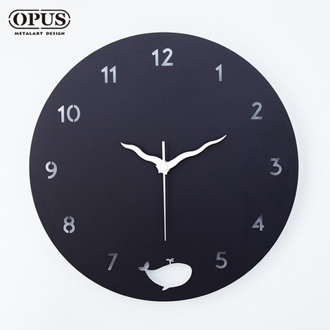 OPUS東齊金工 歐式鐵藝時鐘-藍鯨圓舞曲 經典黑 裝飾藝術掛鐘 雷射雕刻 CL-Nw12(B)