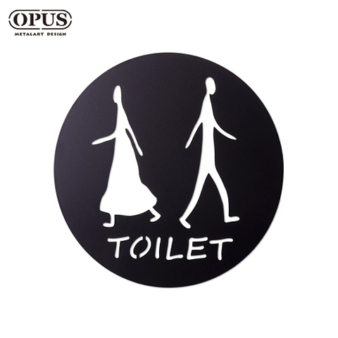 歐式鐵藝-廁所標示牌-圓形款TOILET《邂逅_鏤空黑》 戶外WC 洗手間指示牌【OPUS東齊金工】SB-to02(B)