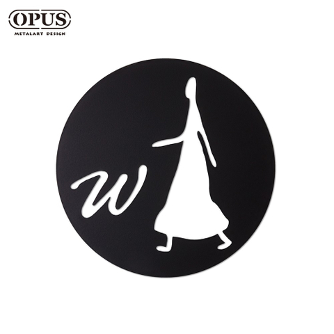 歐式鐵藝-廁所標示牌-女生圓款《邂逅_鏤空黑》 戶外WC 洗手間指示牌【OPUS東齊金工】SB-wo04-C(B)