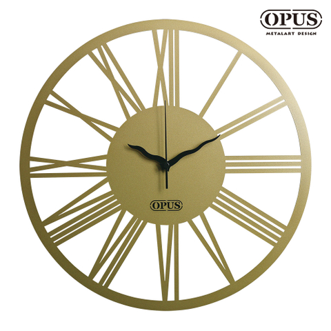 OPUS東齊金工 歐式鐵藝時鐘-新羅馬數字(古銅金) 裝飾藝術掛鐘 雷射雕刻 靜音壁掛鐘 CL-Nr14G