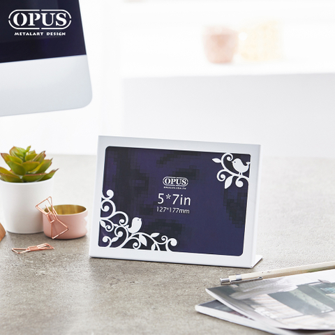 OPUS 歐式鐵藝 5x7立式金屬相框 (香榭鳥築_優雅白) 相框牆 寫真照片收納 牆面裝飾 桌面擺飾 FR-bd04W
