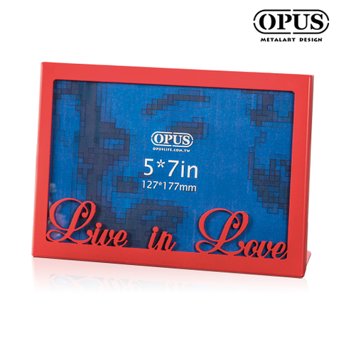 OPUS 歐式鐵藝 5X7立式金屬相框 (時尚紅) Live In Love 相框牆 照片 牆面擺飾 FR-Li02R